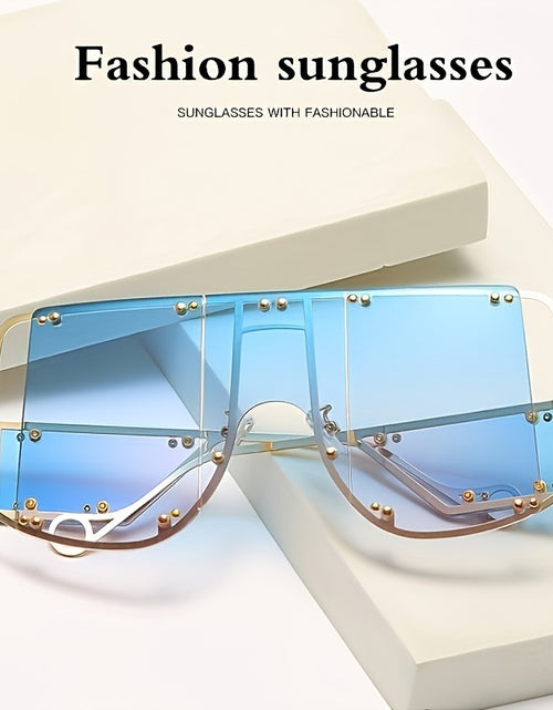 Load image into Gallery viewer, Punk Style Women&#39;s Fashion Glasses - Retro Large Frame with Rivet Accents, Protection, Durable Plastic Frame &amp; PC Lenses, Includes Microfiber Cloth for Travel, Photography, Casual Outings
