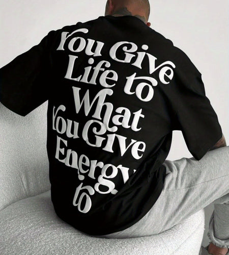 Embrace Your Style with the Ultra-Loose Men's Slogan Graphic T-Shirt Men's 100% pure cotton T-shirt, a comfortable, casual, versatile, and fashionable round neck short sleeved essential for men