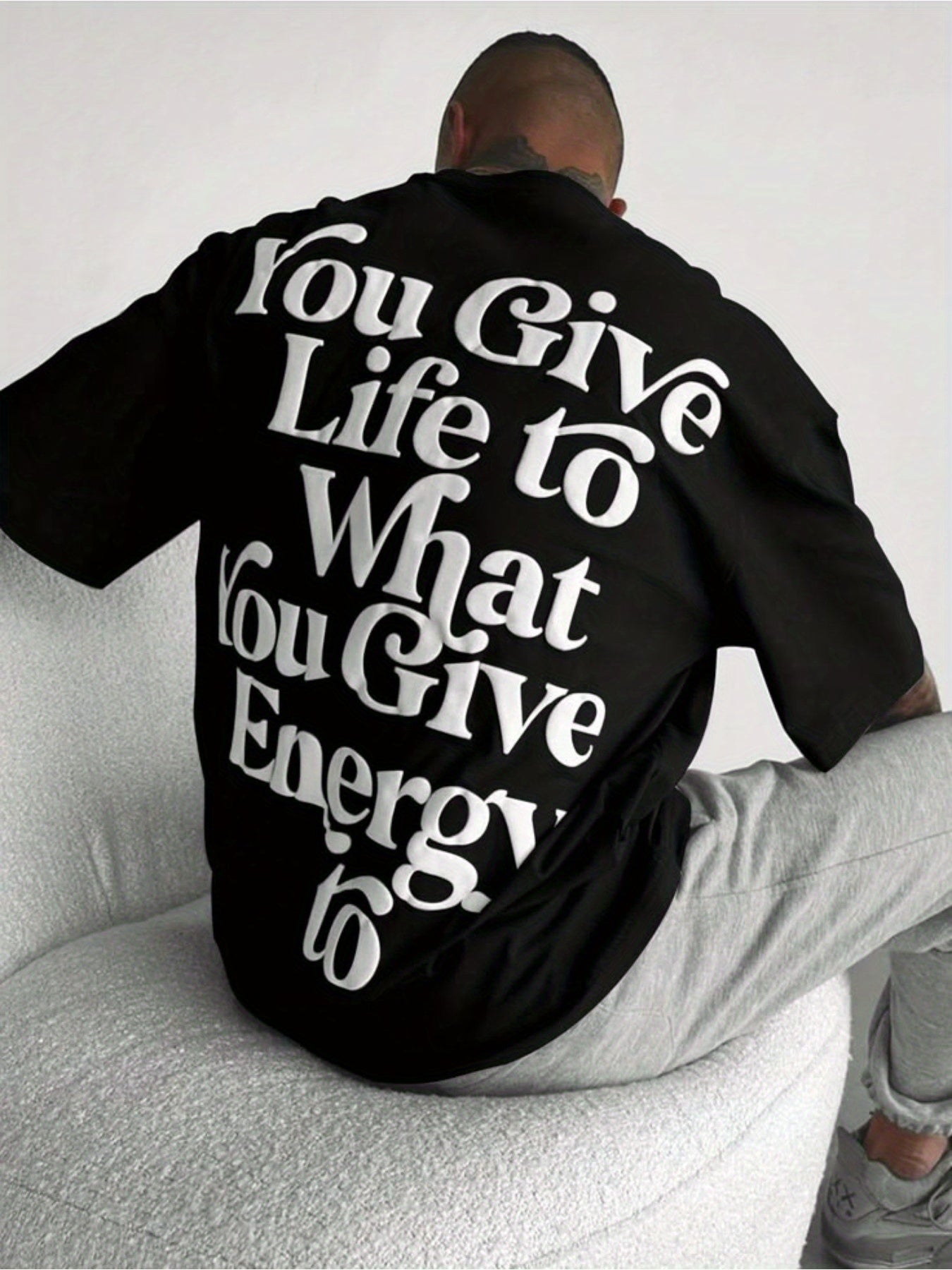 Embrace Your Style with the Ultra-Loose Men's Slogan Graphic T-Shirt Men's 100% pure cotton T-shirt, a comfortable, casual, versatile, and fashionable round neck short sleeved essential for men