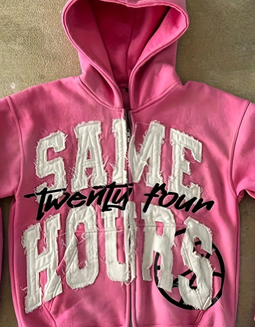 Load image into Gallery viewer, [Designer Retro Hoodie] Retro Streetwear Hoodie - 2025 New Designer &quot;SAME TWENTY FOUR&quot; Letter Print, Vibrant Blue with White Graphic, Regular Fit Zipper Hooded Sweatshirt for Men
