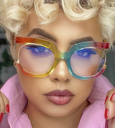 Oversized Y2K Fashion Full Rim Glasses with AC Lens, Anti-Blue Light, Metal Hinges, and Anti-Fog Cloth Included