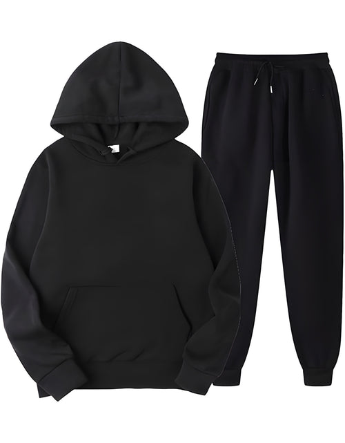 Load image into Gallery viewer, Men&#39;s Casual Printed Hoodie and Sweatpants Set- 100% Polyester Knit Fabric, Long Sleeve, Regular Fit, Slight Stretch, Fall Winter Collection, Trendy Graphic Sweatsuits with Drawstring
