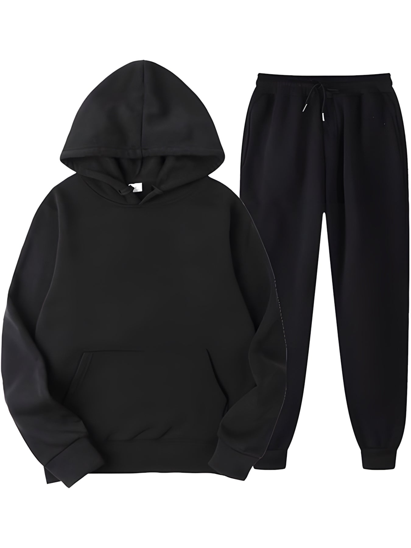 Men's Casual Printed Hoodie and Sweatpants Set- 100% Polyester Knit Fabric, Long Sleeve, Regular Fit, Slight Stretch, Fall Winter Collection, Trendy Graphic Sweatsuits with Drawstring