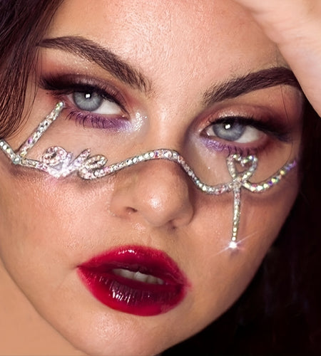 LOVE Fashion Rhinestone Eyeglass Frame Shiny Tassel Glasses Frame Women daily wear High-end Outfit Accessories