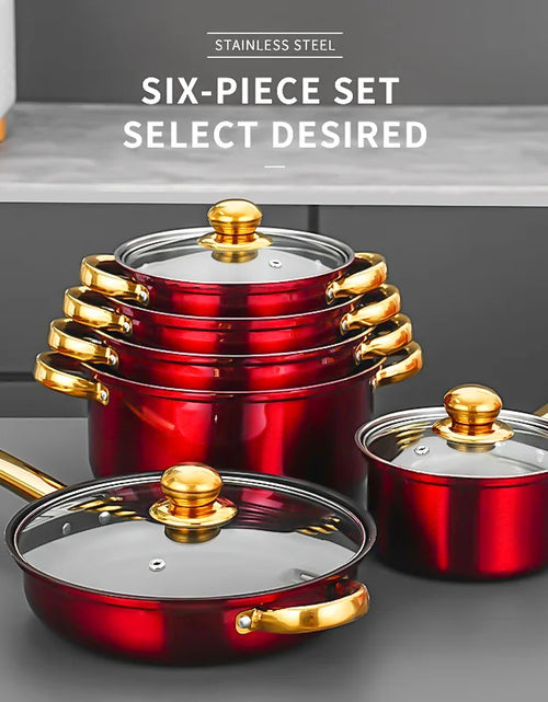 Load image into Gallery viewer, Stainless steel 12 pieces golden pot set soup frying pan cooking pot
