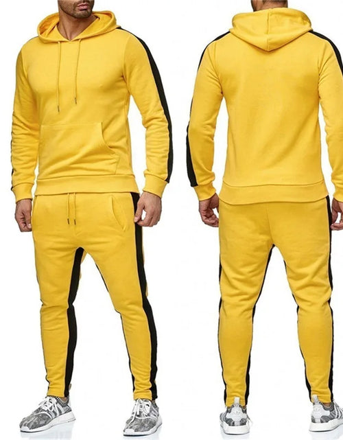 Load image into Gallery viewer, Men&#39;s 2 Piece Tracksuit Color Block Sweat suit Stripes Casual Long Sleeve Breathable Sportswear Suit
