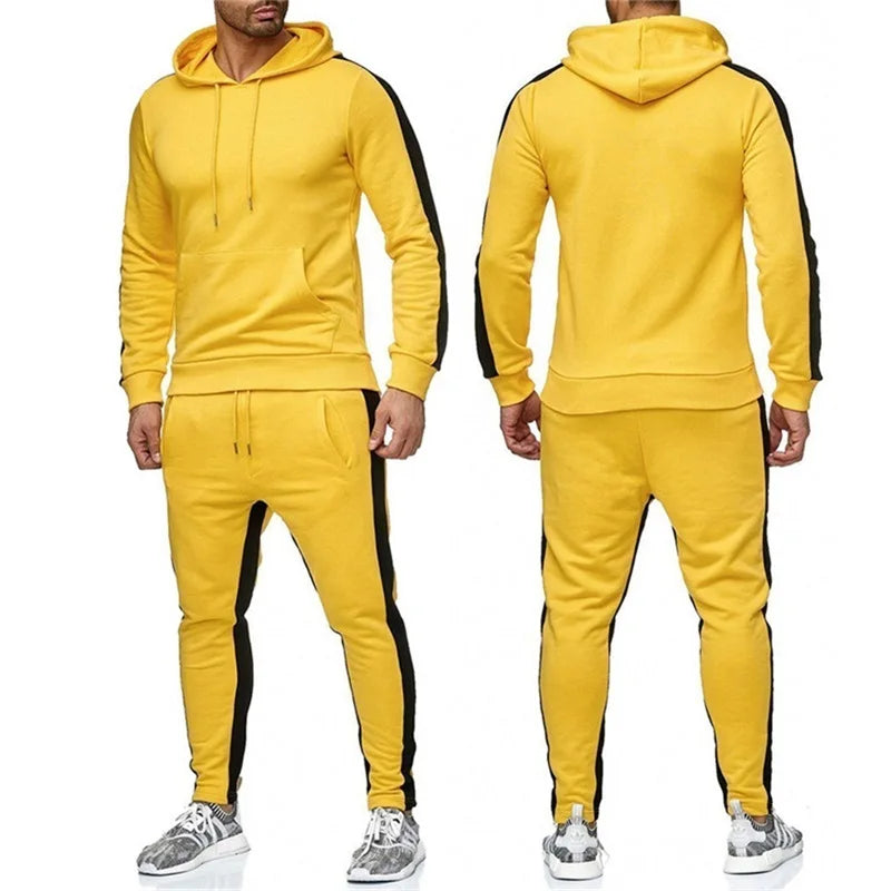 Men's 2 Piece Tracksuit Color Block Sweat suit Stripes Casual Long Sleeve Breathable Sportswear Suit