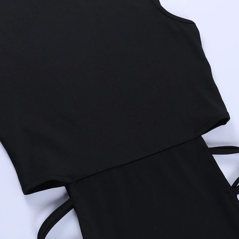 Elegant Black Sleeveless Bandage Sexy Dress for Women Club Party Backless Tank Dresses Skinny Fashion