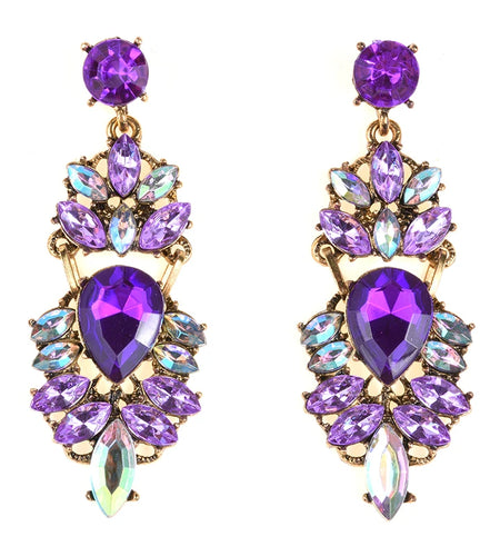 Boho Ethnic Water Crystal Drop Earrings Women's Geometric Statement Long Dangle Earring