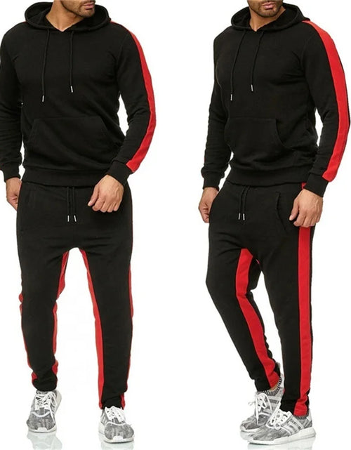 Load image into Gallery viewer, Men&#39;s 2 Piece Tracksuit Color Block Sweat suit Stripes Casual Long Sleeve Breathable Sportswear Suit
