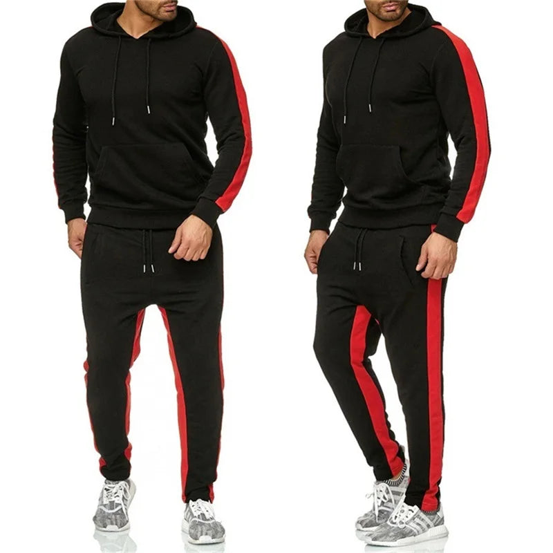 Men's 2 Piece Tracksuit Color Block Sweat suit Stripes Casual Long Sleeve Breathable Sportswear Suit
