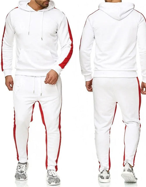 Load image into Gallery viewer, Men&#39;s 2 Piece Tracksuit Color Block Sweat suit Stripes Casual Long Sleeve Breathable Sportswear Suit
