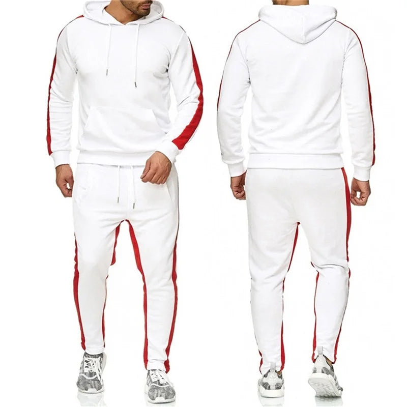 Men's 2 Piece Tracksuit Color Block Sweat suit Stripes Casual Long Sleeve Breathable Sportswear Suit