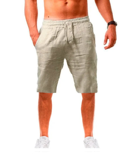 New Men's Cotton Linen Shorts Pants Male Breathable Solid Color Linen Trousers  S-3XL