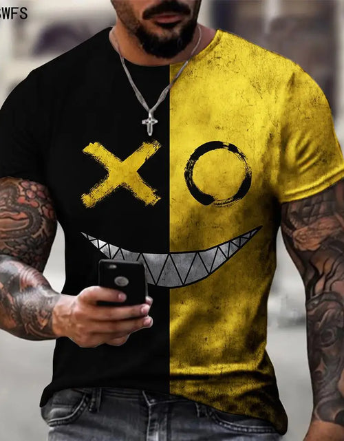 Load image into Gallery viewer, Funny Smiling Face Graphic 3D Print Men T Shirt Street Trendy Fashion Casual
