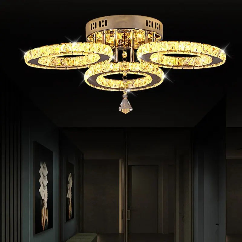 Modern Crystal Led Ceiling Light Nordic Chandelier Living Room Decor Indoor Pandent Lamp Bedroom Fixture Hotel Luxury Luminaire