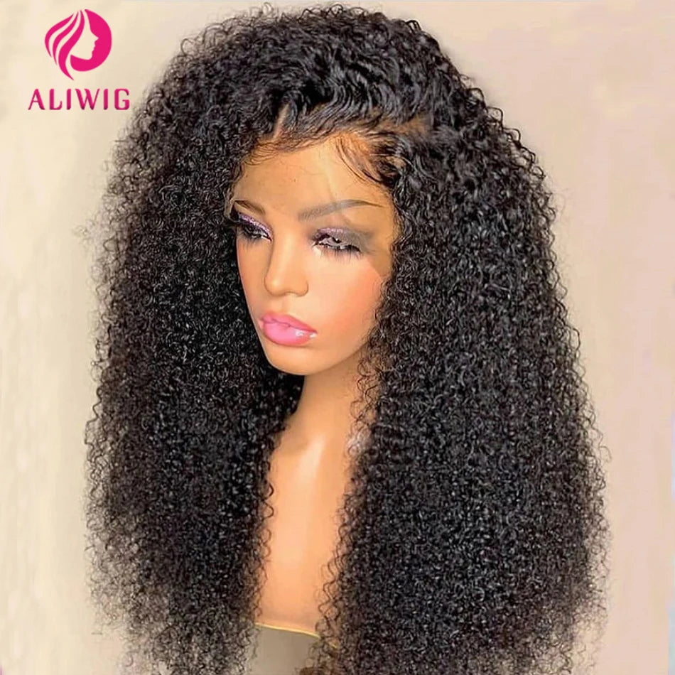 13x4 Jerry Curly Lace Front Wig Deep Kinky Curly Human Hair Wigs Brazilian 4x4 HD Transparent Lace Frontal Closure Wig For Women