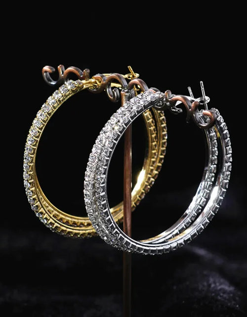 Load image into Gallery viewer, Shiny Big Rhinestone Hoop Earrings for Women Statement Round Circle Earrings Hoop
