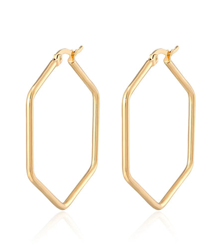 Fashion Ear Jewelry Glossy Hexagon Large Hoop Earrings For Women