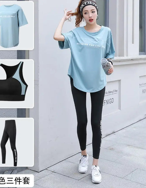 Load image into Gallery viewer, Plus Size Women Yoga Sets Loose T Shirt+Bra+Leggings Fitness Gym Suits Breathable Sports Running Clothing Tracksuit
