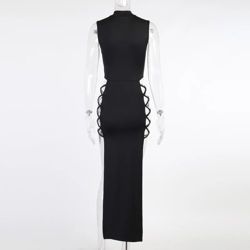 Elegant Black Sleeveless Bandage Sexy Dress for Women Club Party Backless Tank Dresses Skinny Fashion