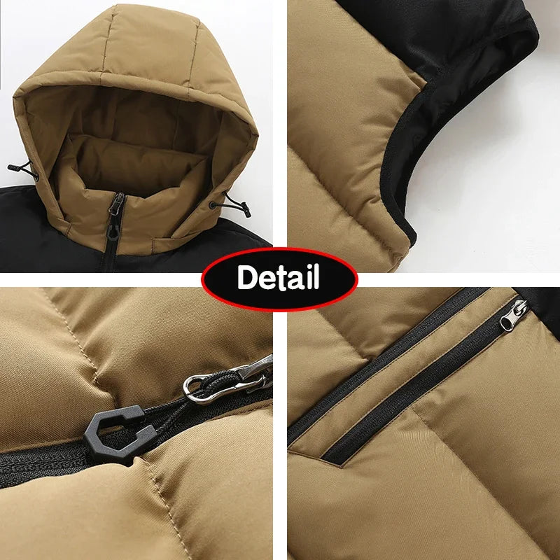 Hots Winter Men Outdoor Windproof Fleece Detachable Hooded Vest Men Sleeveless