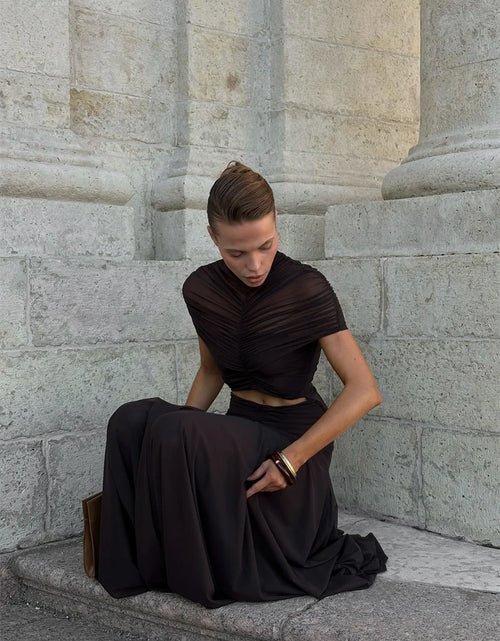 Load image into Gallery viewer, Hollow Out Short Sleeve Sexy Maxi Dress Women Fashion O Neck  High Waist Bodycon Club Party Long Dress
