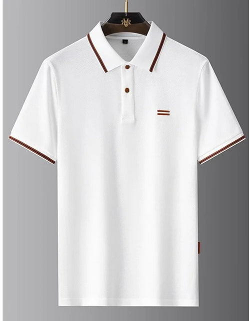Load image into Gallery viewer, Luxury Brand Men's T-shirt Loose Fit Turn Down Collar Short Sleeve Polo Shirt Soft Solid
