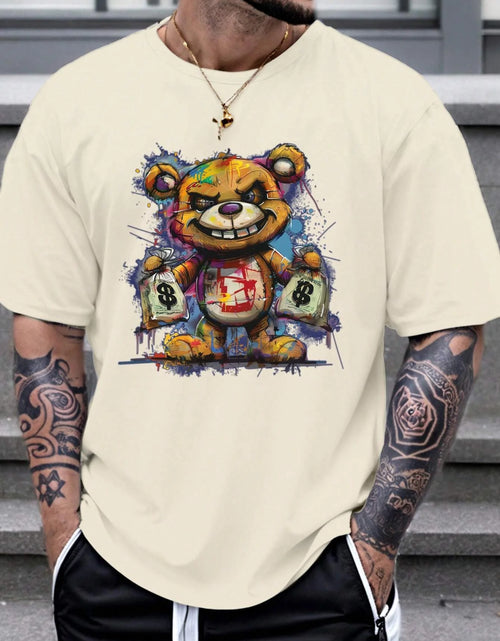 Load image into Gallery viewer, Men&#39;s 100% cotton summer loose size Cartoon Bear Pattern printed
