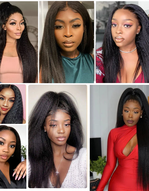 Load image into Gallery viewer, 13x4 Kinky Straight Lace Front Human Hair Wig With Kinky Edges Baby Hair Glueless Yaki Straight HD Lace Frontal Wigs For Women
