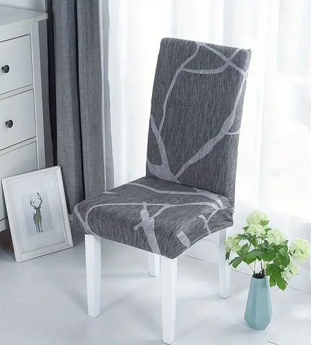 6Pcs Dining Chair Cover Print Elastic Chair Slipcover Case Stretch Chair Covers