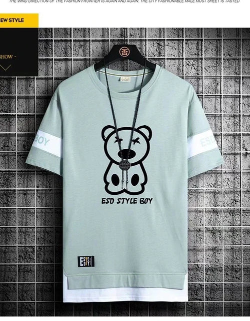 Load image into Gallery viewer, Men's Oversize T-Shirt Short Sleeve Korean Style Streetwear Harajuku Print Casual O-Neck Polyester Top for Spring And Summer
