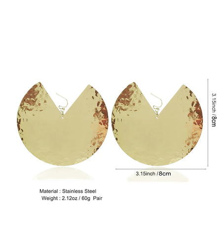 Oversized Fan-shaped Stainless Steel Dangle Earrings Alloy Big Drop Statement Earrings For Women