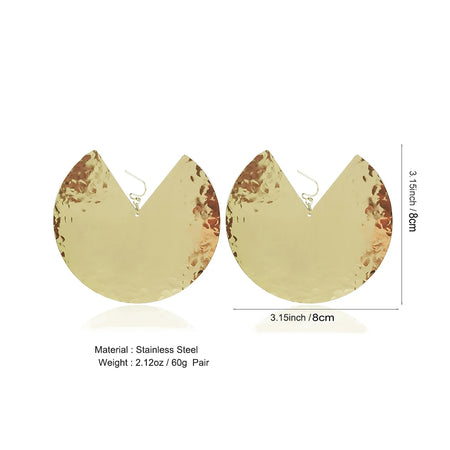 Oversized Fan-shaped Stainless Steel Dangle Earrings Alloy Big Drop Statement Earrings For Women