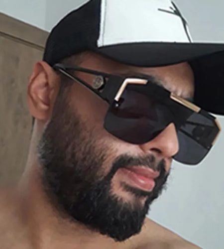 2PCS New Lion Head Integrated Sunglasses Trendy Large Frame Sunglasses Personalized Hollow Leg Sunglasses