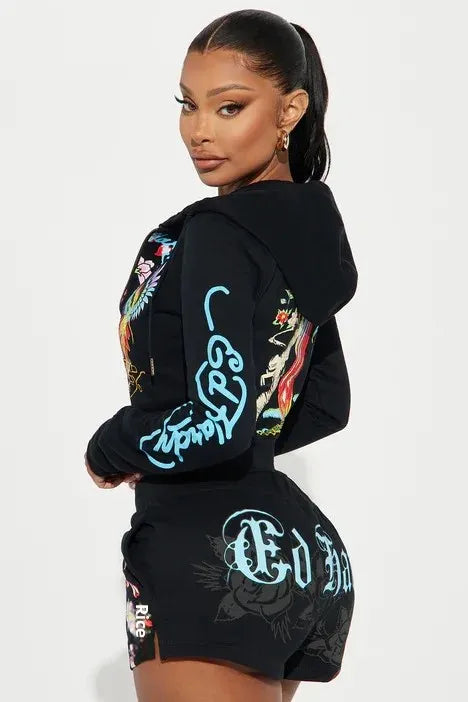 Cross-Border Style Women's Spring Summer Fashion Casual Short Set