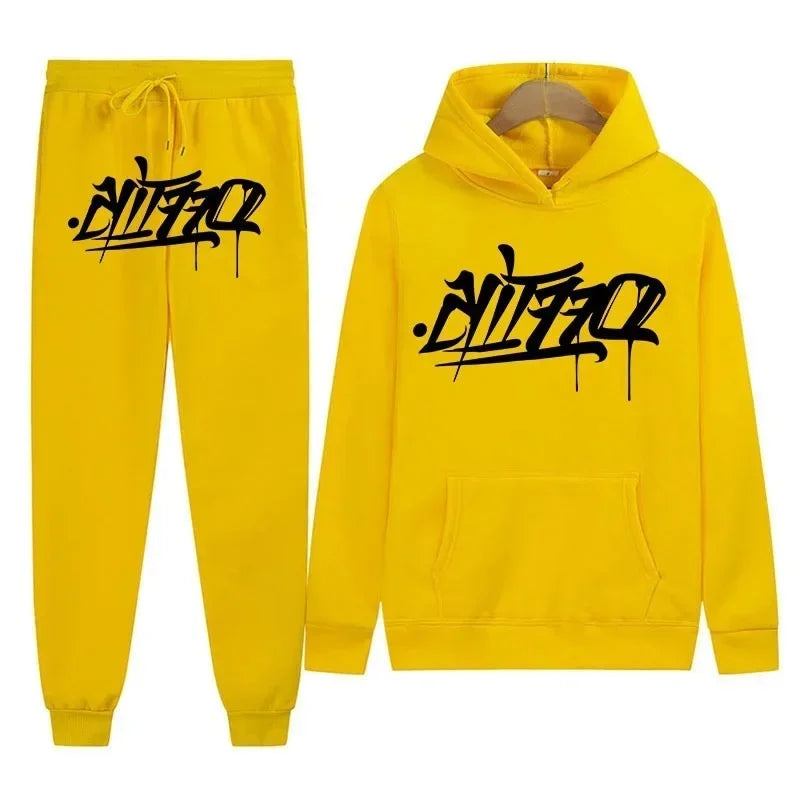 Men's sportswear, new fashion hip hop suit two-piece set hoodie printed sweatshirt comfortable casual style