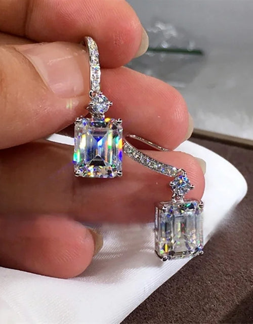 Load image into Gallery viewer, Luxury Fashion Silver Color Inlaid Zircon Stones Drop Earrings for Women
