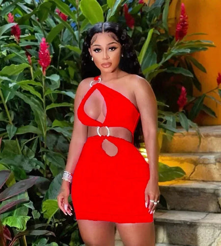 Plus Size  New Women's Fashion Sexy Circle Hollow Open Back Slim Bodycon Dress