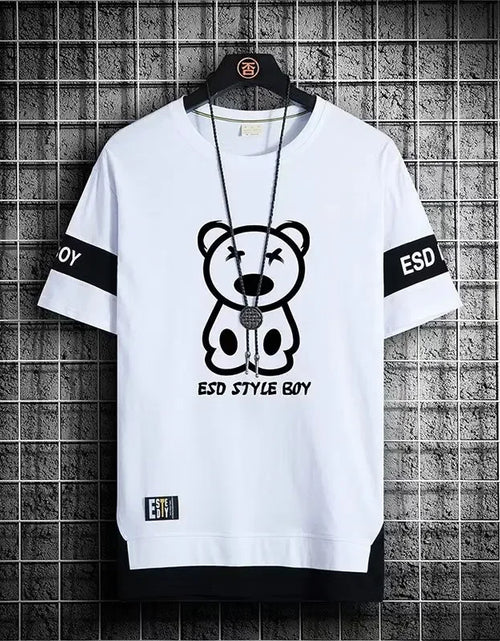 Load image into Gallery viewer, Men's Oversize T-Shirt Short Sleeve Korean Style Streetwear Harajuku Print Casual O-Neck Polyester Top for Spring And Summer
