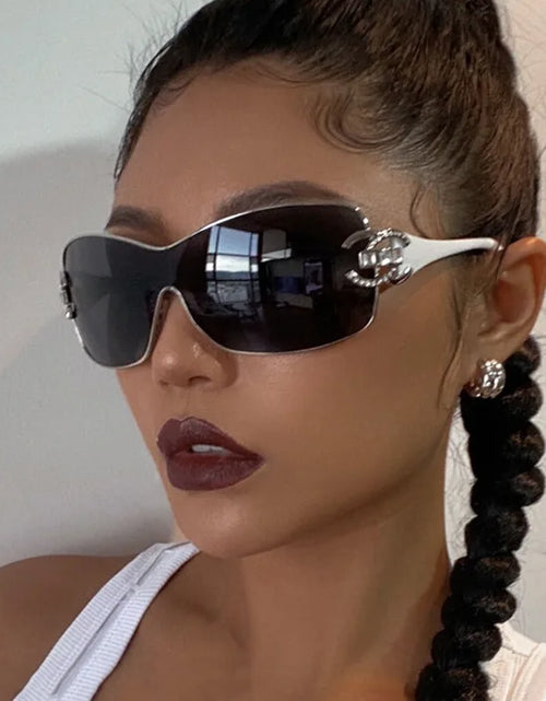 Load image into Gallery viewer, Luxury Rhinestone Oversized One - Piece Frame Y2K Women's Sunglasses Trendy Brand  Eyewear UV400
