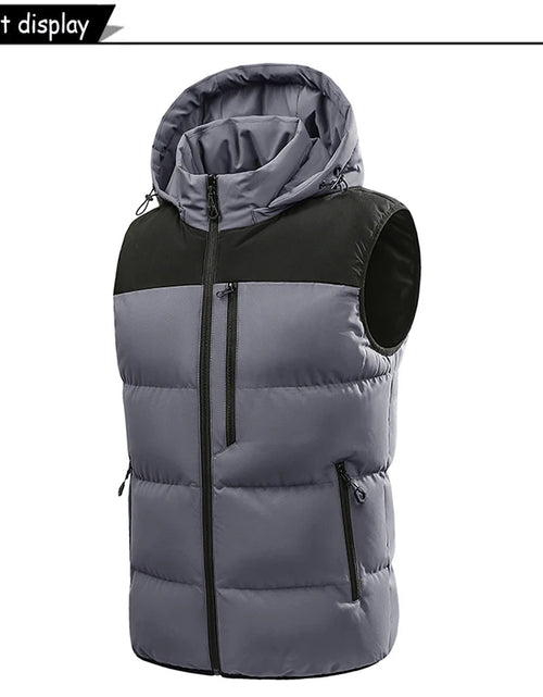 Load image into Gallery viewer, Hots Winter Men Outdoor Windproof Fleece Detachable Hooded Vest Men Sleeveless
