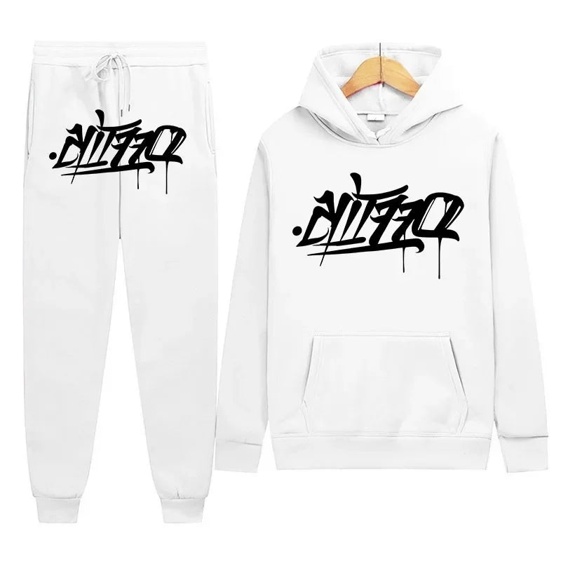 Men's sportswear, new fashion hip hop suit two-piece set hoodie printed sweatshirt comfortable casual style