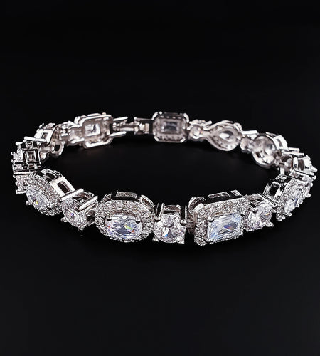 New l Luxury Oval Rectangle Silver Color  Bracelet Bangle for Women