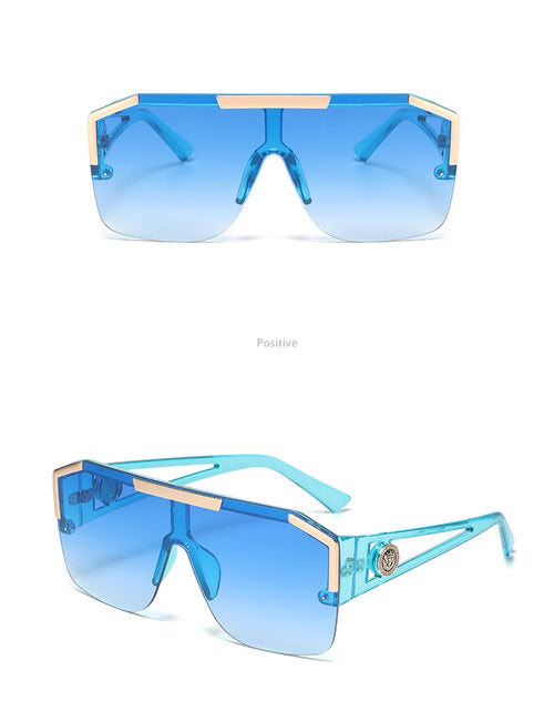 Load image into Gallery viewer, 2PCS New Lion Head Integrated Sunglasses Trendy Large Frame Sunglasses Personalized Hollow Leg Sunglasses
