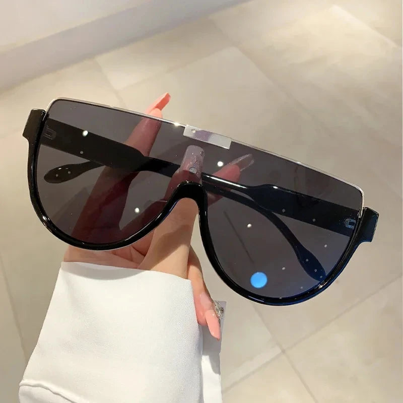 Vintage Semi-round Sunglasses Women Fashion Monoblock Outdoor  Shades