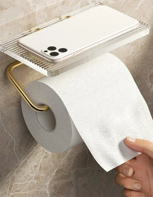 Load image into Gallery viewer, Luxury Gold Toilet Paper Holder with Shelf No Punching Acrylic Roll Paper Holder Tissue Hanger Bathroom Accessories  Bathroom
