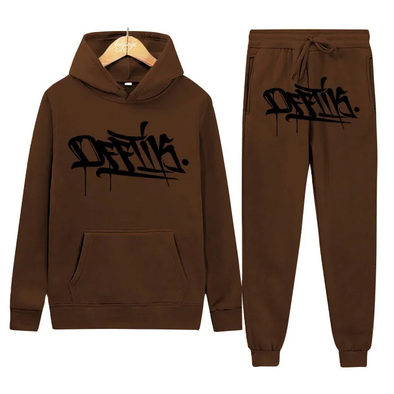 Men's sportswear, new fashion hip hop suit two-piece set hoodie printed sweatshirt comfortable casual style