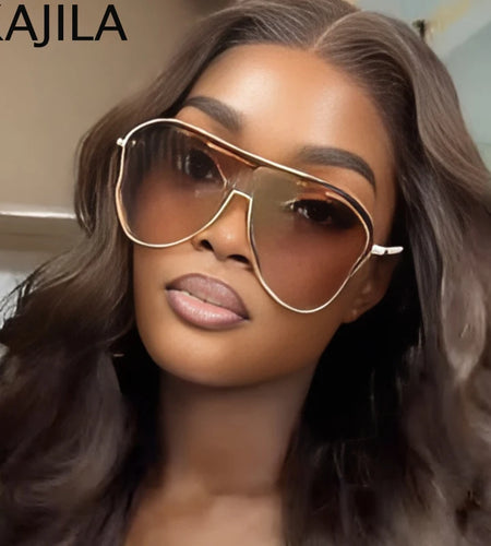 Oversized Hollow One-Piece Sunglasses Women Big Frame  Special-Shaped Sun Glasses