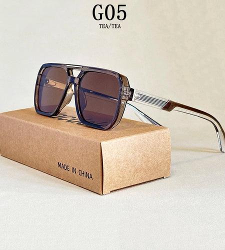 Vintage Men's Women's Sunglasses Outdoor Trendy Anti-UV Sunscreen Lenses Square Fashion Eyewear for Adults UV400 Protection